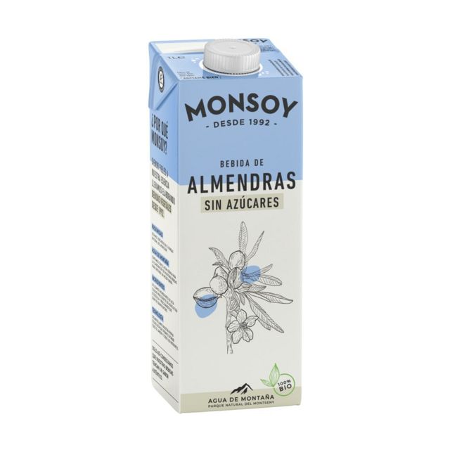 Monsoy - Bebida de almendra sin azúcar 1litro Alimentación  La Tienda