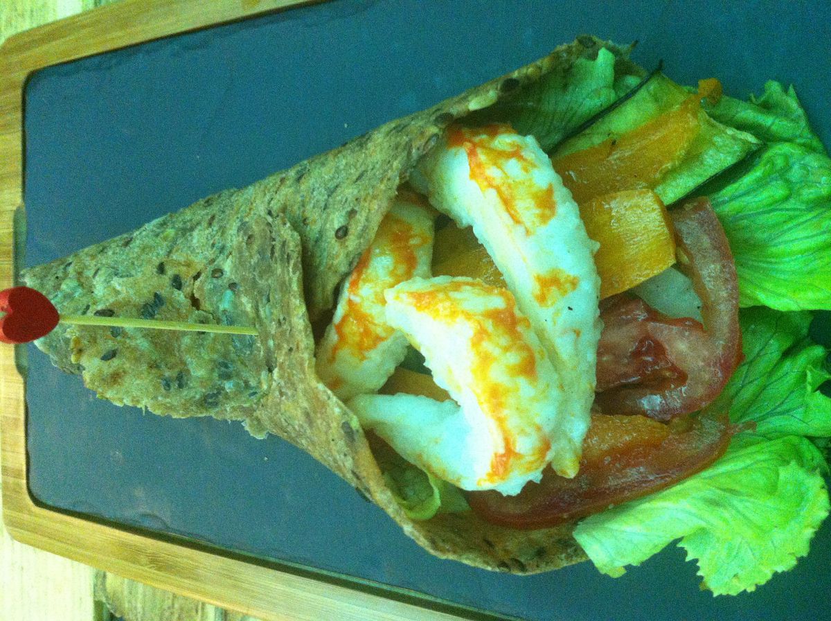 'No-prawn' spelt wrap