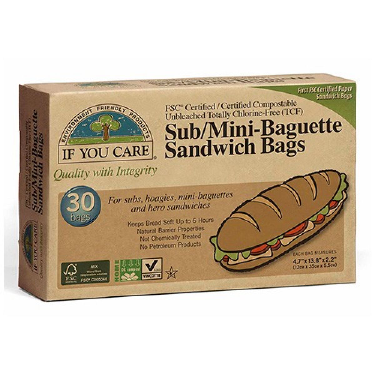 If you care - Sub/mini-baguette sandwich 30 bags