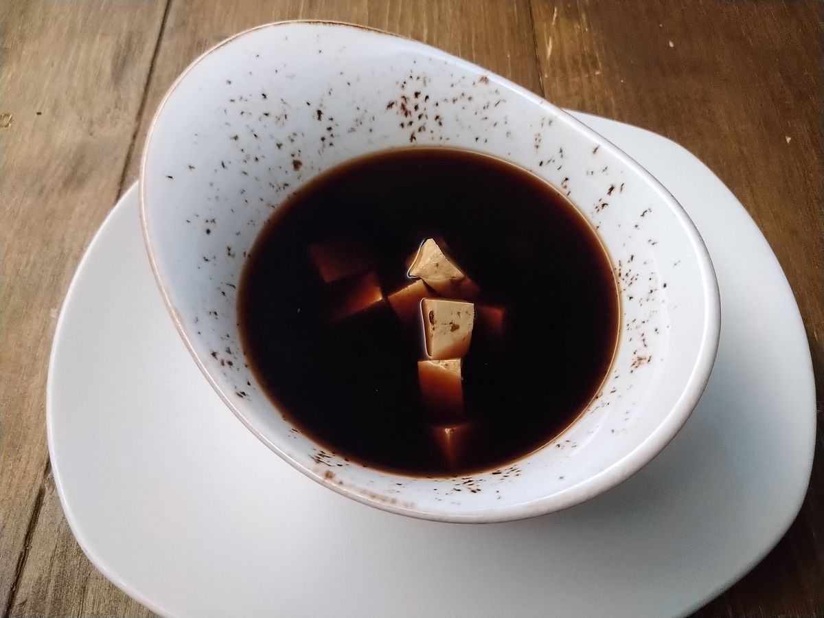 Miso soup with tofu cubes