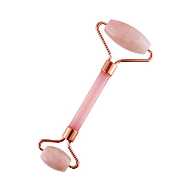Cuarzo rosa - Masajeador doble rodillo Minerales Artículos de regalo